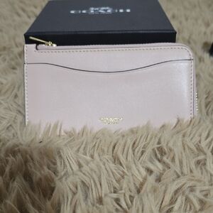 Coach Slim Zip Wallet - Pale Pink with Gold Hardware